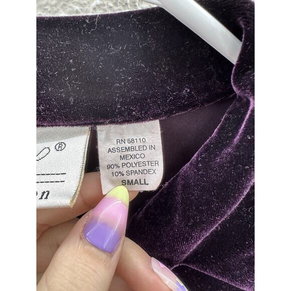 Kathie Lee Collection Womens Shirt Small Button Up Long Sleeve Purple Velour - Picture 5 of 11